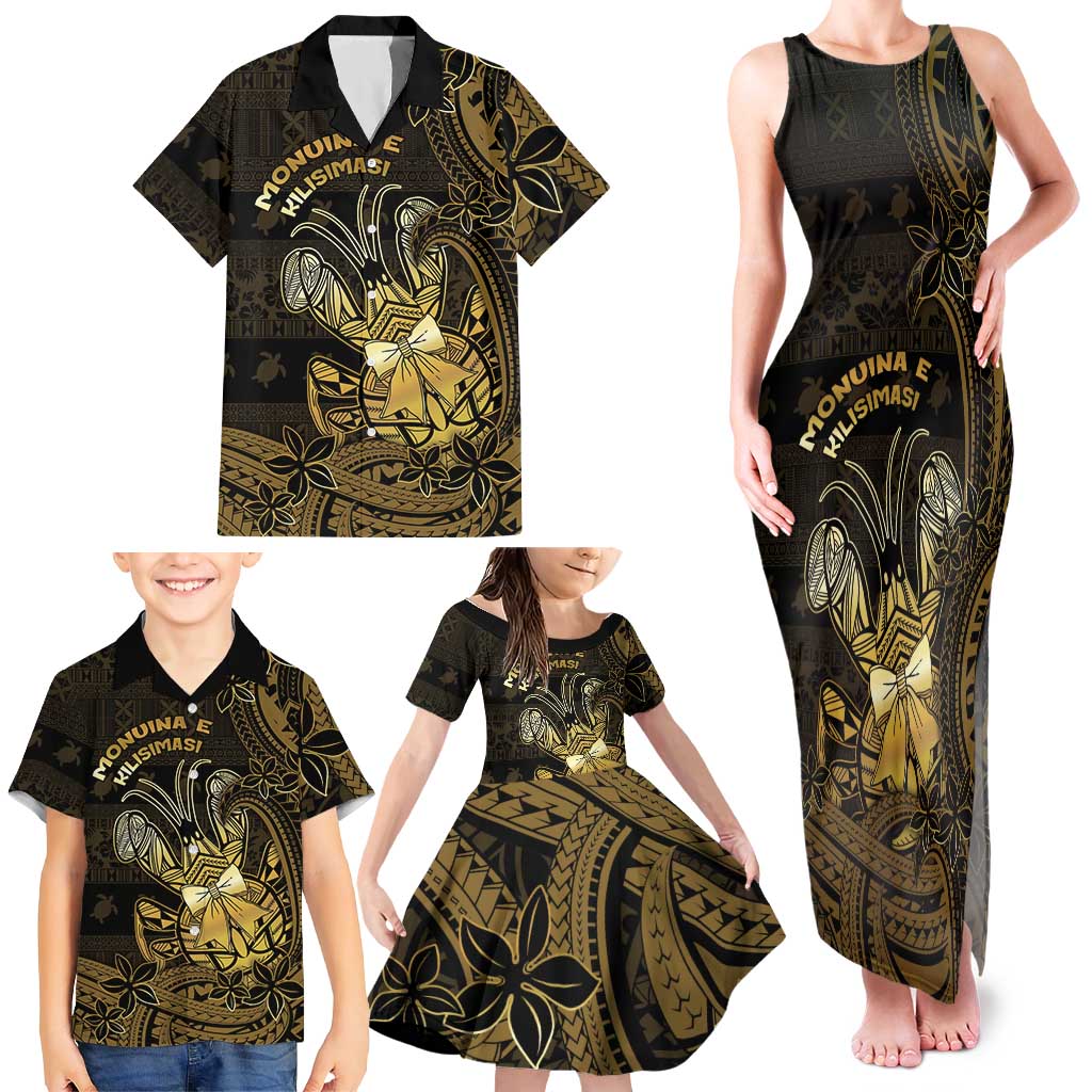 Niue Christmas Family Matching Tank Maxi Dress and Hawaiian Shirt Niuean Crab Xmas Tribal Waves DT05 - Polynesian Pride