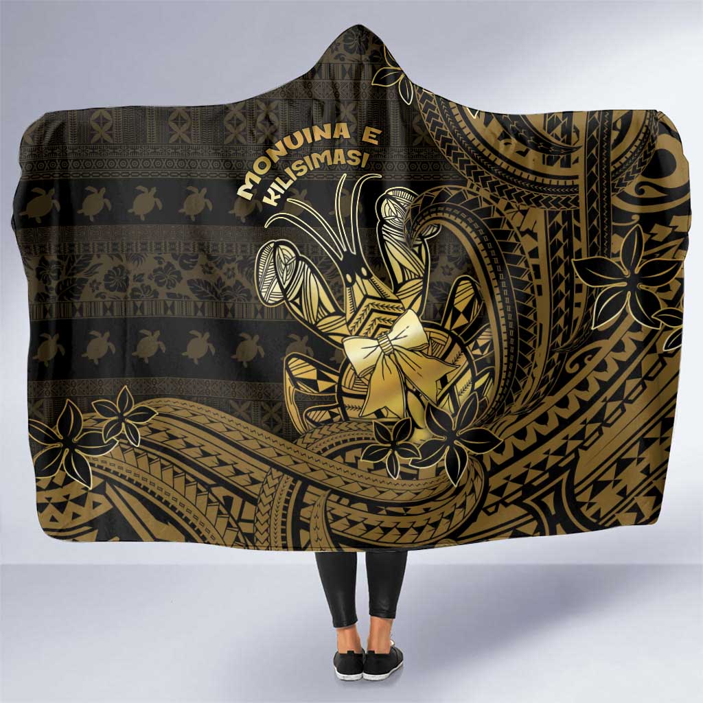 Niue Christmas Hooded Blanket Niuean Crab Xmas Tribal Waves DT05 One Size Gold - Polynesian Pride