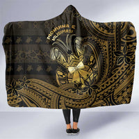 Niue Christmas Hooded Blanket Niuean Crab Xmas Tribal Waves DT05 One Size Gold - Polynesian Pride