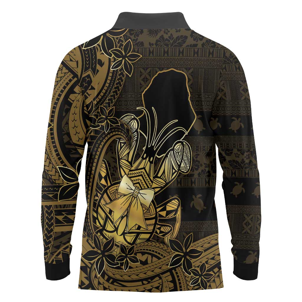 Niue Christmas Long Sleeve Polo Shirt Niuean Crab Xmas Tribal Waves DT05 - Polynesian Pride