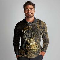 Niue Christmas Long Sleeve Polo Shirt Niuean Crab Xmas Tribal Waves DT05 - Polynesian Pride