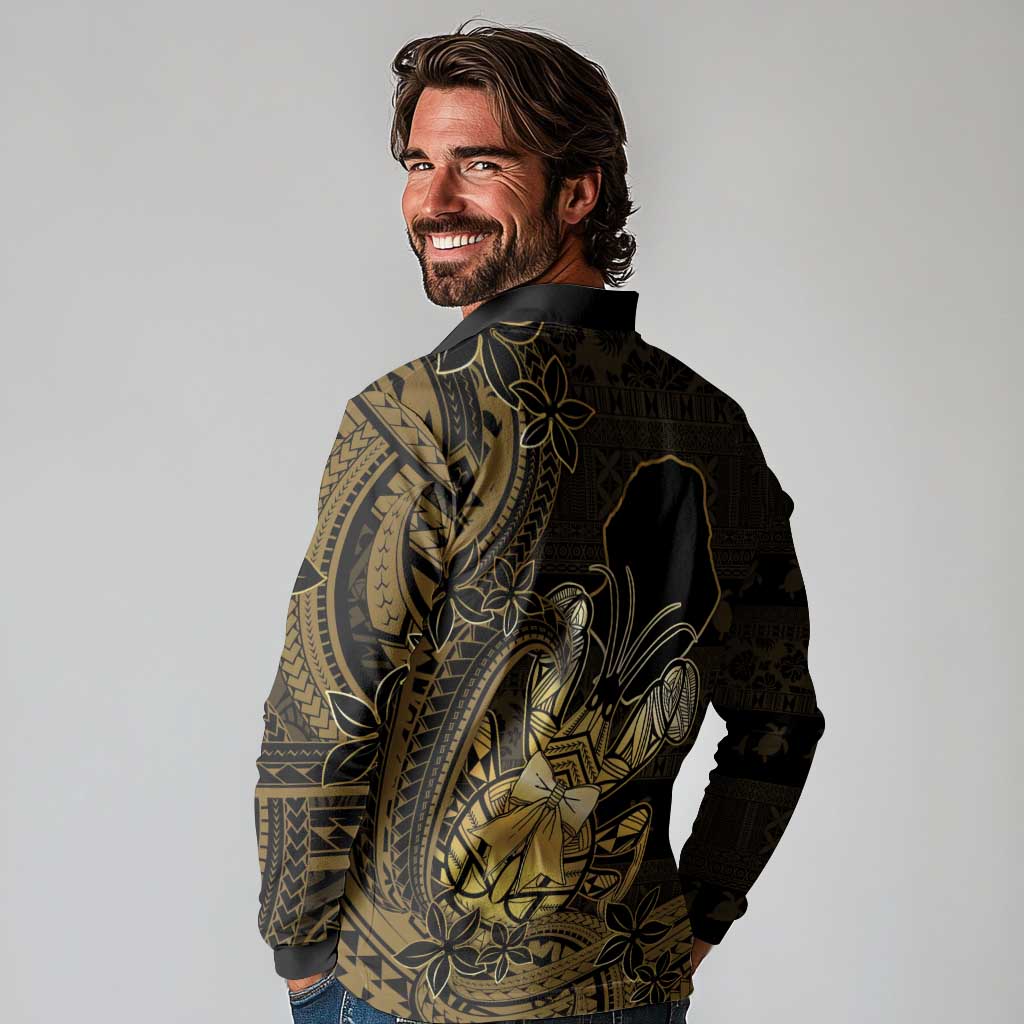 Niue Christmas Long Sleeve Polo Shirt Niuean Crab Xmas Tribal Waves DT05 - Polynesian Pride