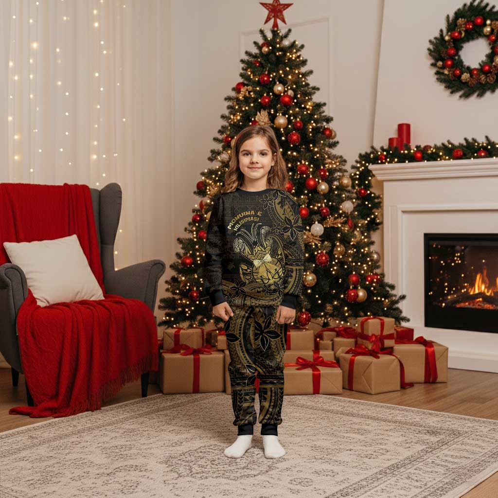 Niue Christmas Pajama Set Niuean Crab Xmas Tribal Waves DT05 Kid Gold - Polynesian Pride