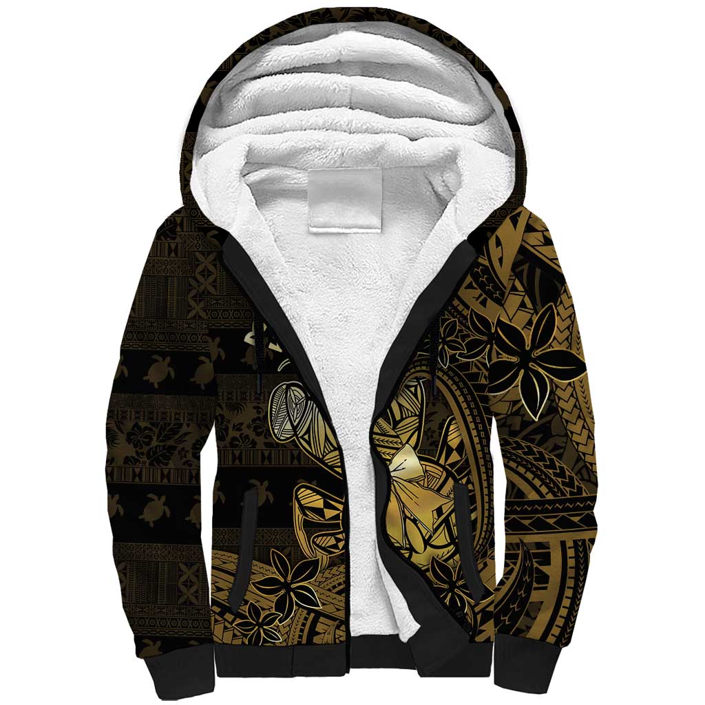 Niue Christmas Sherpa Hoodie Niuean Crab Xmas Tribal Waves DT05 Unisex Gold - Polynesian Pride