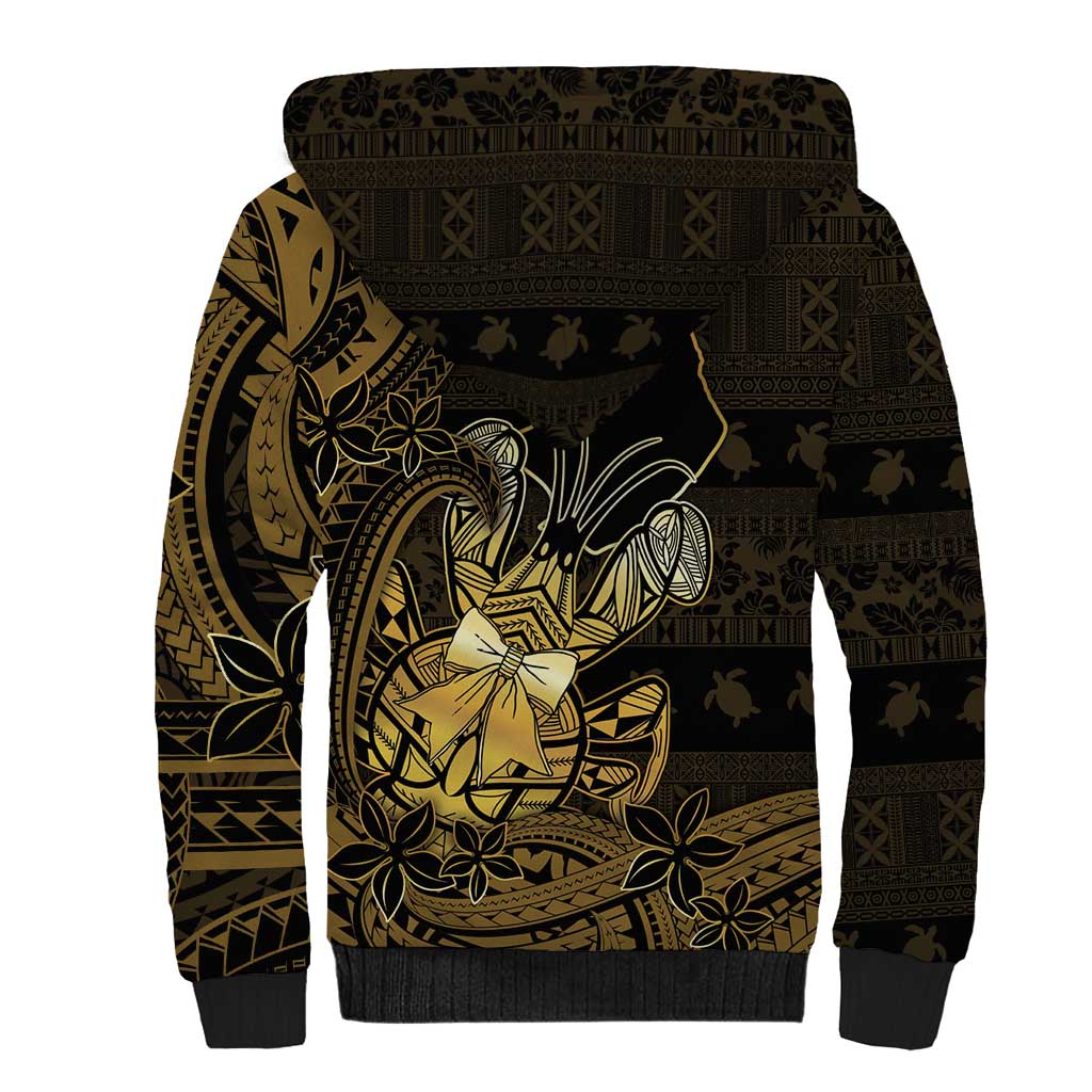 Niue Christmas Sherpa Hoodie Niuean Crab Xmas Tribal Waves DT05 - Polynesian Pride