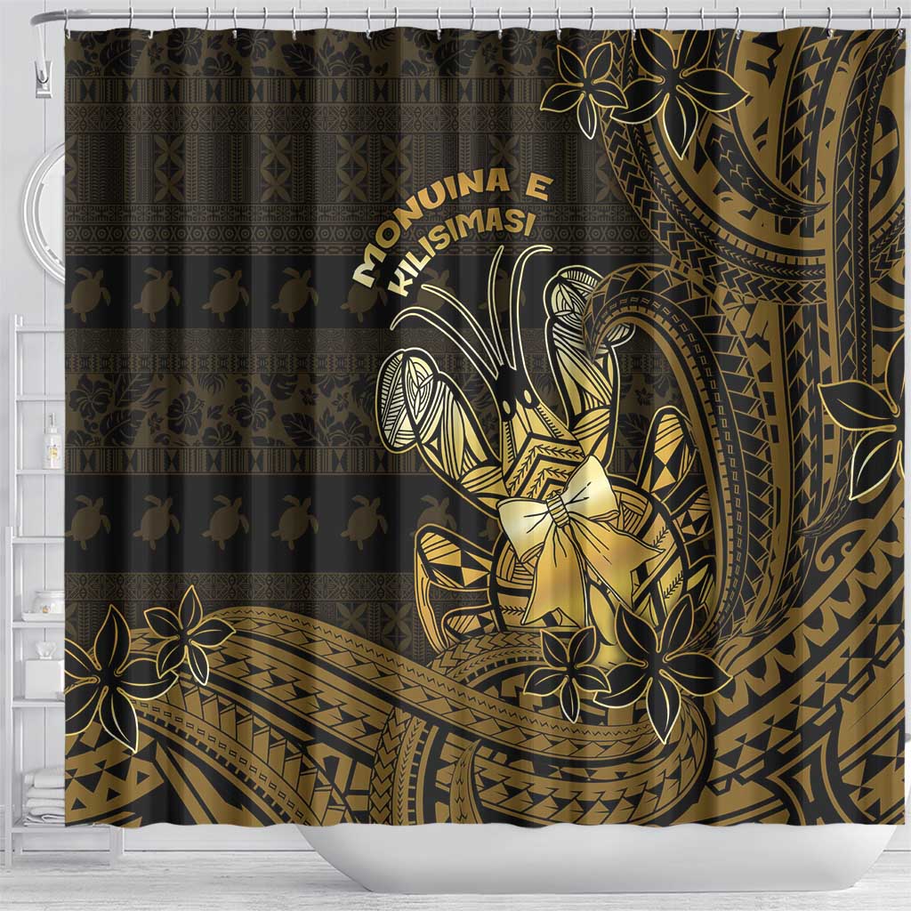 Niue Christmas Shower Curtain Niuean Crab Xmas Tribal Waves DT05 - Polynesian Pride