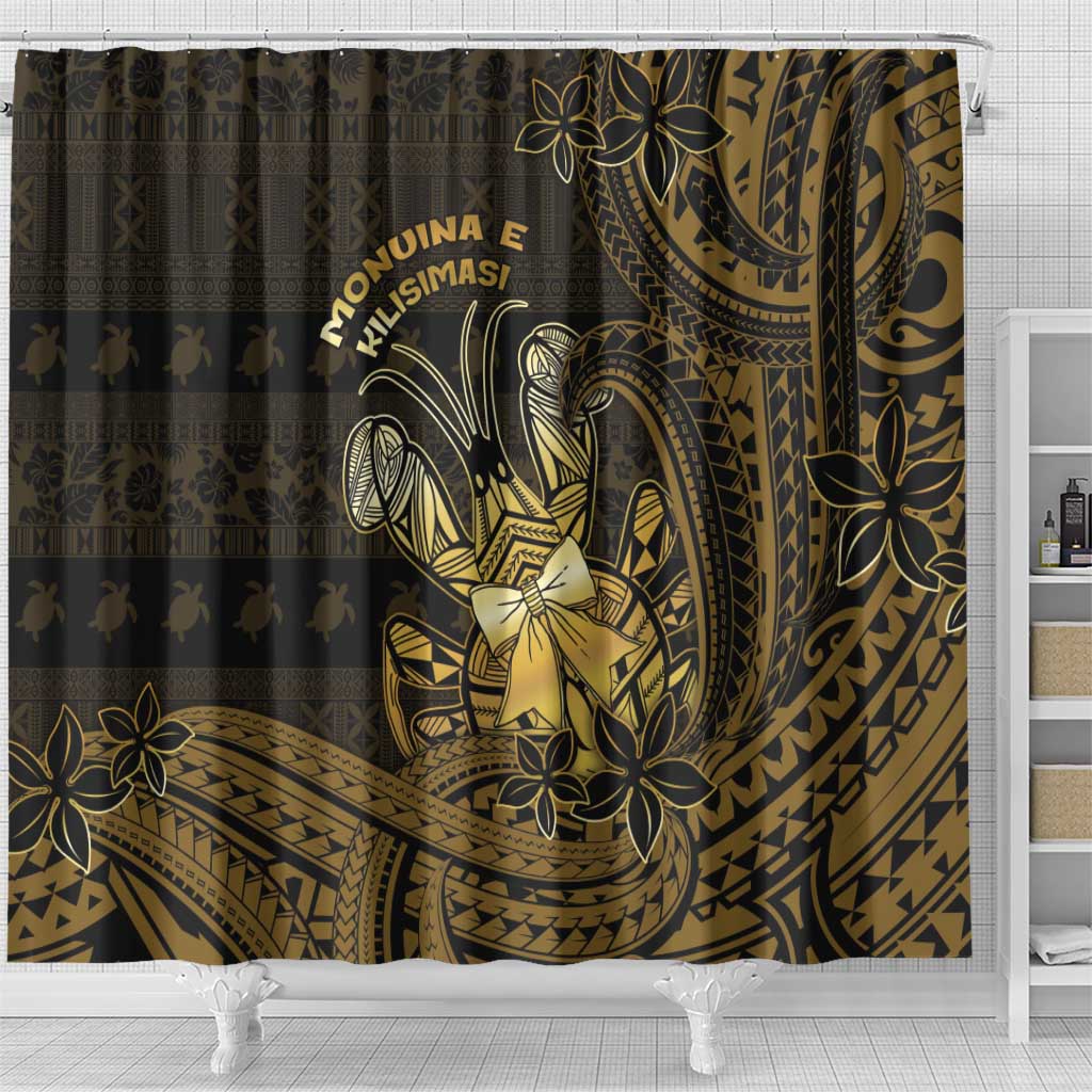 Niue Christmas Shower Curtain Niuean Crab Xmas Tribal Waves DT05 - Polynesian Pride