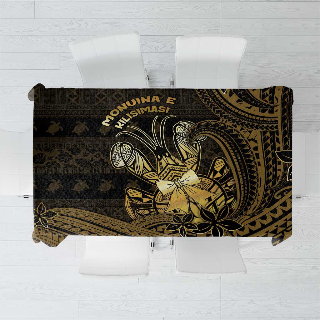Niue Christmas Tablecloth Niuean Crab Xmas Tribal Waves DT05 Gold - Polynesian Pride