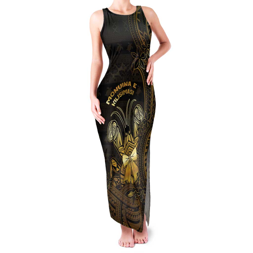 Niue Christmas Tank Maxi Dress Niuean Crab Xmas Tribal Waves - Polynesian Pride