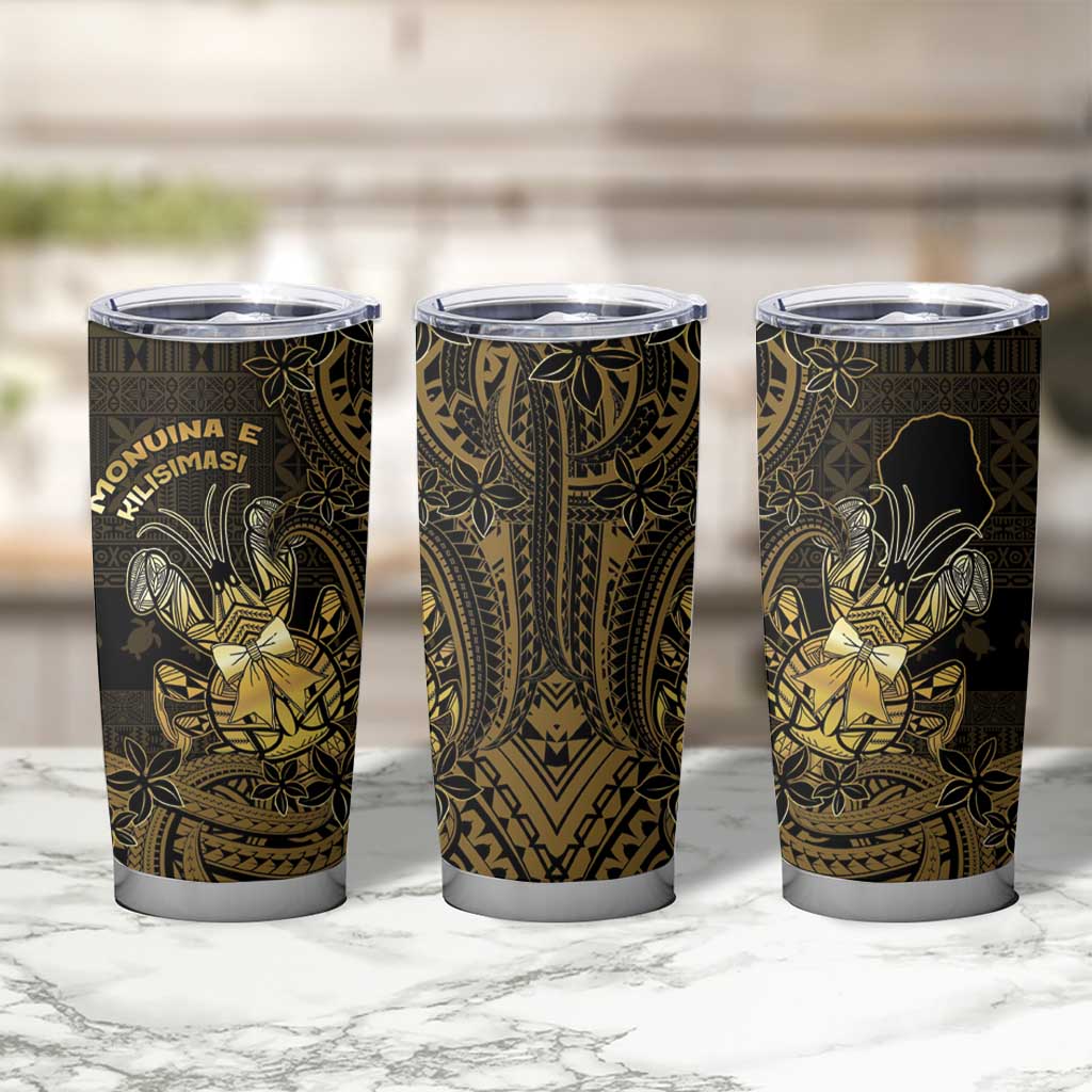 Niue Christmas Tumbler Cup Niuean Crab Xmas Tribal Waves - Polynesian Pride