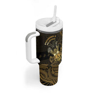 Niue Christmas Tumbler With Handle Niuean Crab Xmas Tribal Waves - Polynesian Pride
