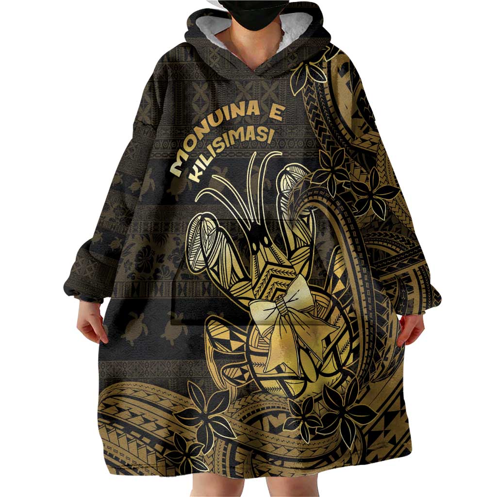 Niue Christmas Wearable Blanket Hoodie Niuean Crab Xmas Tribal Waves DT05 - Polynesian Pride