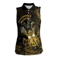 Niue Christmas Women Sleeveless Polo Shirt Niuean Crab Xmas Tribal Waves DT05 Female Gold - Polynesian Pride