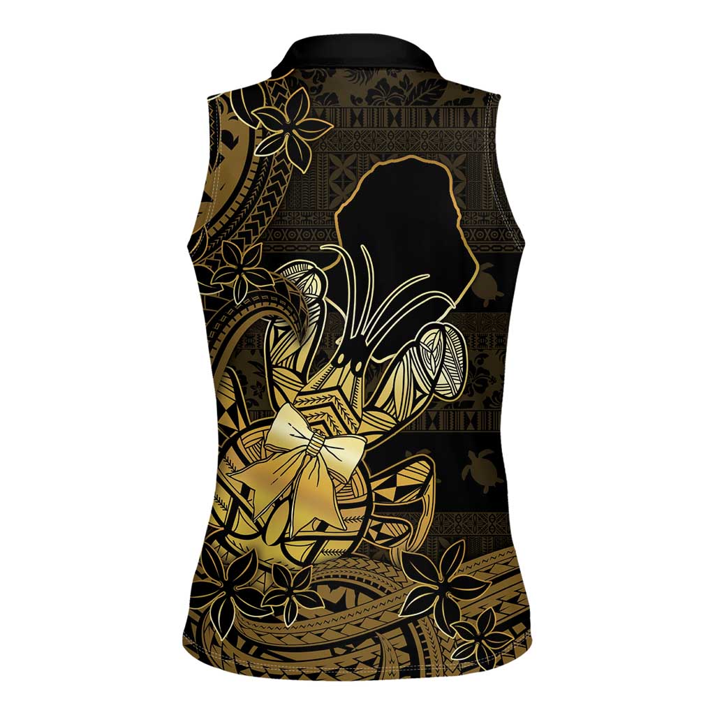 Niue Christmas Women Sleeveless Polo Shirt Niuean Crab Xmas Tribal Waves DT05 - Polynesian Pride
