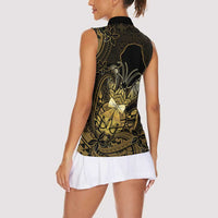 Niue Christmas Women Sleeveless Polo Shirt Niuean Crab Xmas Tribal Waves DT05 - Polynesian Pride