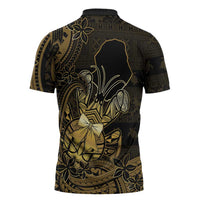 Niue Christmas Zipper Polo Shirt Niuean Crab Xmas Tribal Waves DT05 - Polynesian Pride