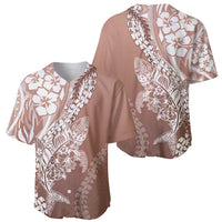 Hawaii Puakenikeni And Maile Lei Baseball Jersey Brown Polynesian Shark Tattoo DT05