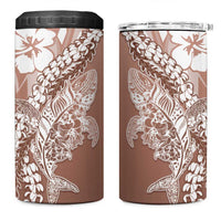 Hawaii Puakenikeni And Maile Lei 4 in 1 Can Cooler Tumbler Brown Polynesian Shark Tattoo DT05 - Polynesian Pride