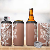 Hawaii Puakenikeni And Maile Lei 4 in 1 Can Cooler Tumbler Brown Polynesian Shark Tattoo DT05 - Polynesian Pride