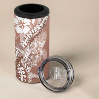 Hawaii Puakenikeni And Maile Lei 4 in 1 Can Cooler Tumbler Brown Polynesian Shark Tattoo DT05 - Polynesian Pride