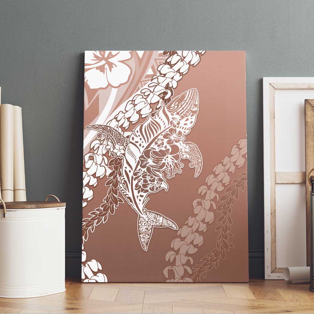 Hawaii Puakenikeni And Maile Lei Canvas Wall Art Brown Polynesian Shark Tattoo DT05