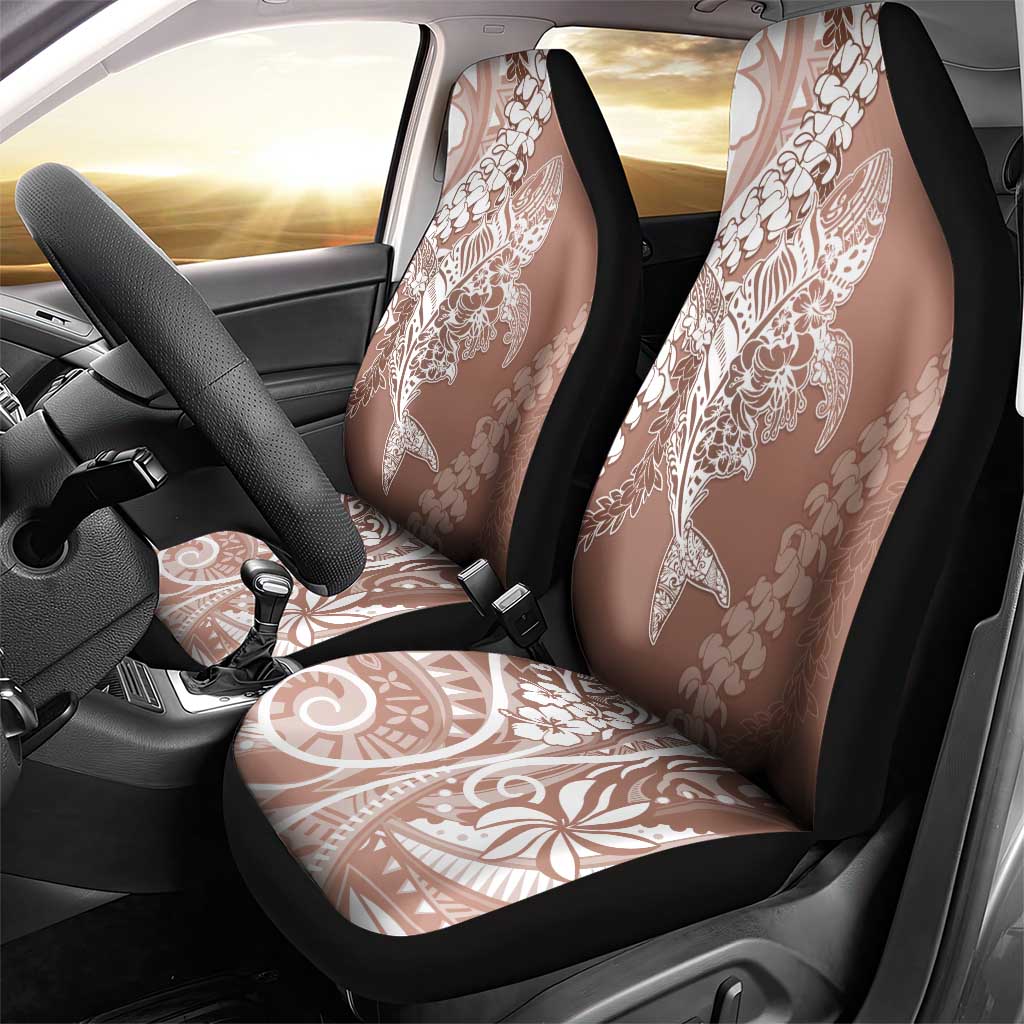 Hawaii Puakenikeni And Maile Lei Car Seat Cover Brown Polynesian Shark Tattoo DT05 - Polynesian Pride