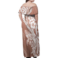 Hawaii Puakenikeni And Maile Lei Family Matching Off Shoulder Maxi Dress and Hawaiian Shirt Brown Polynesian Shark Tattoo DT05 - Polynesian Pride