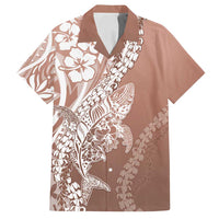Hawaii Puakenikeni And Maile Lei Family Matching Puletasi and Hawaiian Shirt Brown Polynesian Shark Tattoo DT05 Dad's Shirt - Short Sleeve Brown - Polynesian Pride