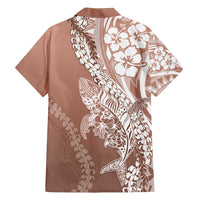 Hawaii Puakenikeni And Maile Lei Family Matching Puletasi and Hawaiian Shirt Brown Polynesian Shark Tattoo DT05 - Polynesian Pride