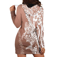 Hawaii Puakenikeni And Maile Lei Hoodie Dress Brown Polynesian Shark Tattoo DT05 - Polynesian Pride