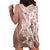 Hawaii Puakenikeni And Maile Lei Hoodie Dress Brown Polynesian Shark Tattoo DT05