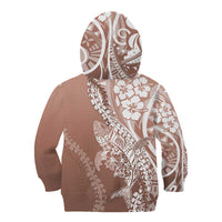 Hawaii Puakenikeni And Maile Lei Kid Hoodie Brown Polynesian Shark Tattoo DT05 - Polynesian Pride