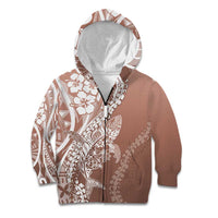 Hawaii Puakenikeni And Maile Lei Kid Hoodie Brown Polynesian Shark Tattoo DT05 Zip Hoodie Brown - Polynesian Pride