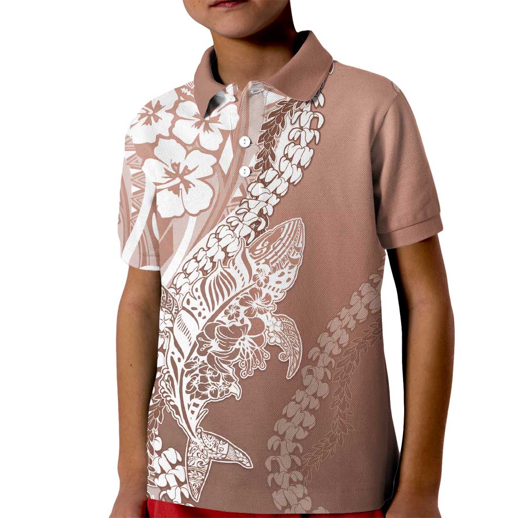Hawaii Puakenikeni And Maile Lei Kid Polo Shirt Brown Polynesian Shark Tattoo DT05 Kid Brown - Polynesian Pride