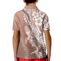 Hawaii Puakenikeni And Maile Lei Kid Polo Shirt Brown Polynesian Shark Tattoo DT05 - Polynesian Pride