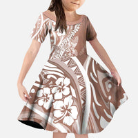 Hawaii Puakenikeni And Maile Lei Kid Short Sleeve Dress Brown Polynesian Shark Tattoo DT05 KID Brown - Polynesian Pride