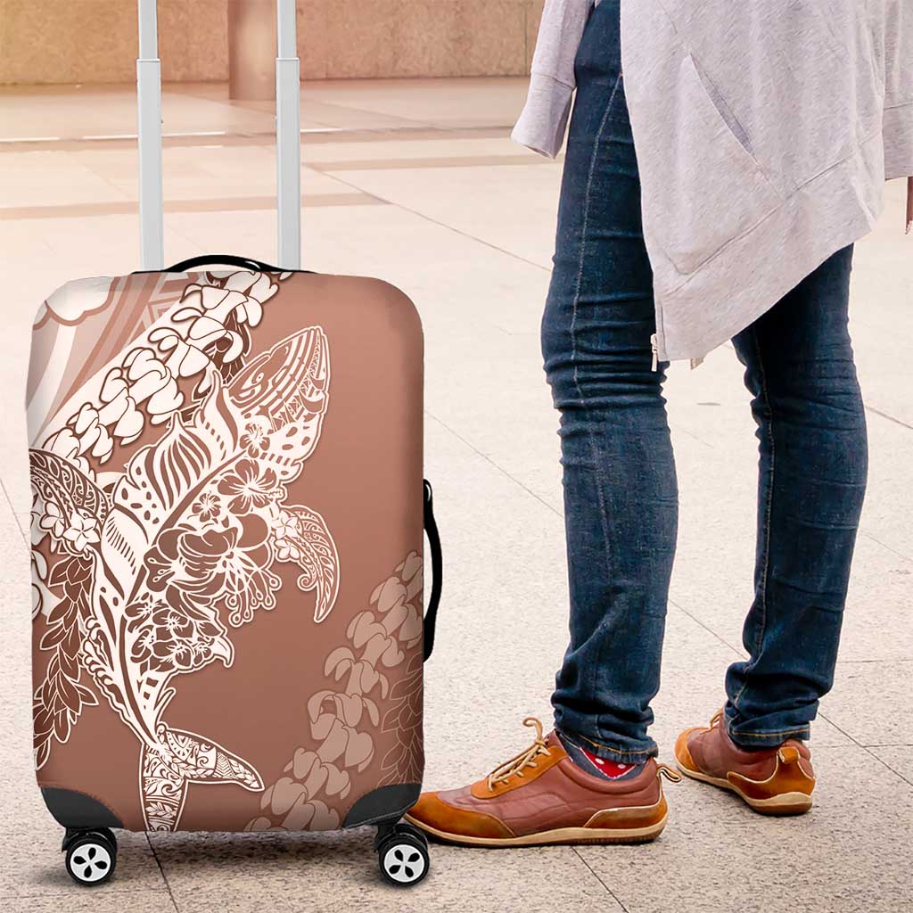 Hawaii Puakenikeni And Maile Lei Luggage Cover Brown Polynesian Shark Tattoo DT05 Brown - Polynesian Pride