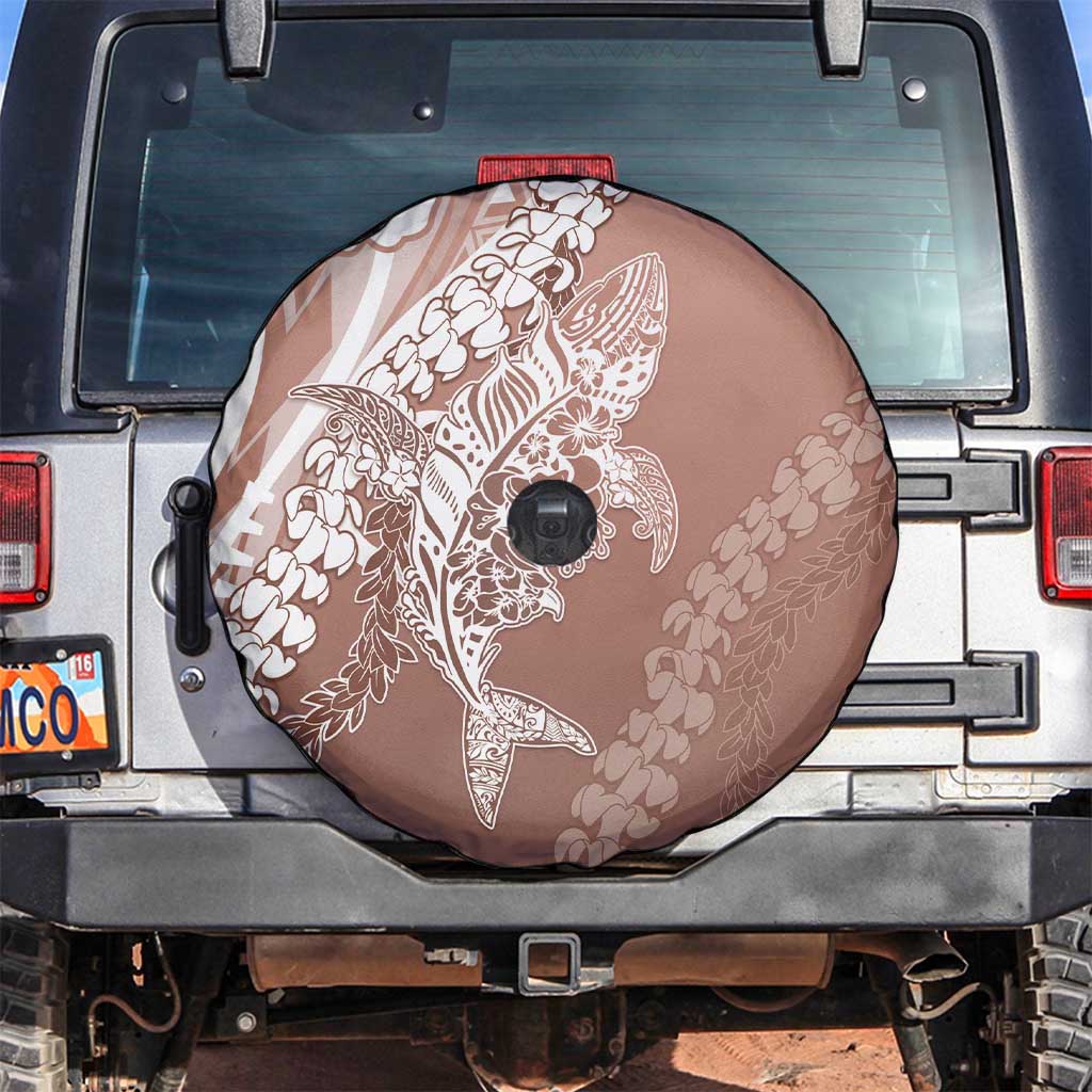 Hawaii Puakenikeni And Maile Lei Spare Tire Cover Brown Polynesian Shark Tattoo DT05 Brown - Polynesian Pride
