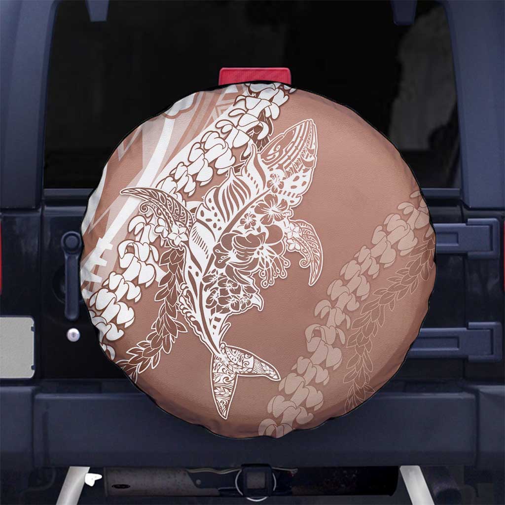 Hawaii Puakenikeni And Maile Lei Spare Tire Cover Brown Polynesian Shark Tattoo DT05 No hole Brown - Polynesian Pride