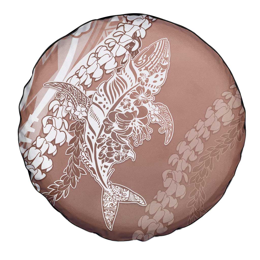 Hawaii Puakenikeni And Maile Lei Spare Tire Cover Brown Polynesian Shark Tattoo DT05 - Polynesian Pride