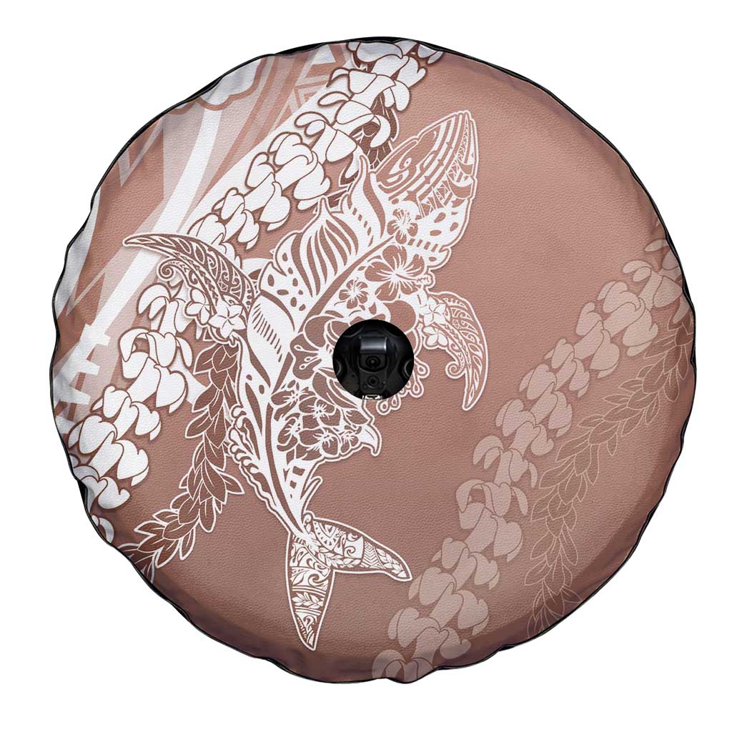 Hawaii Puakenikeni And Maile Lei Spare Tire Cover Brown Polynesian Shark Tattoo DT05 - Polynesian Pride