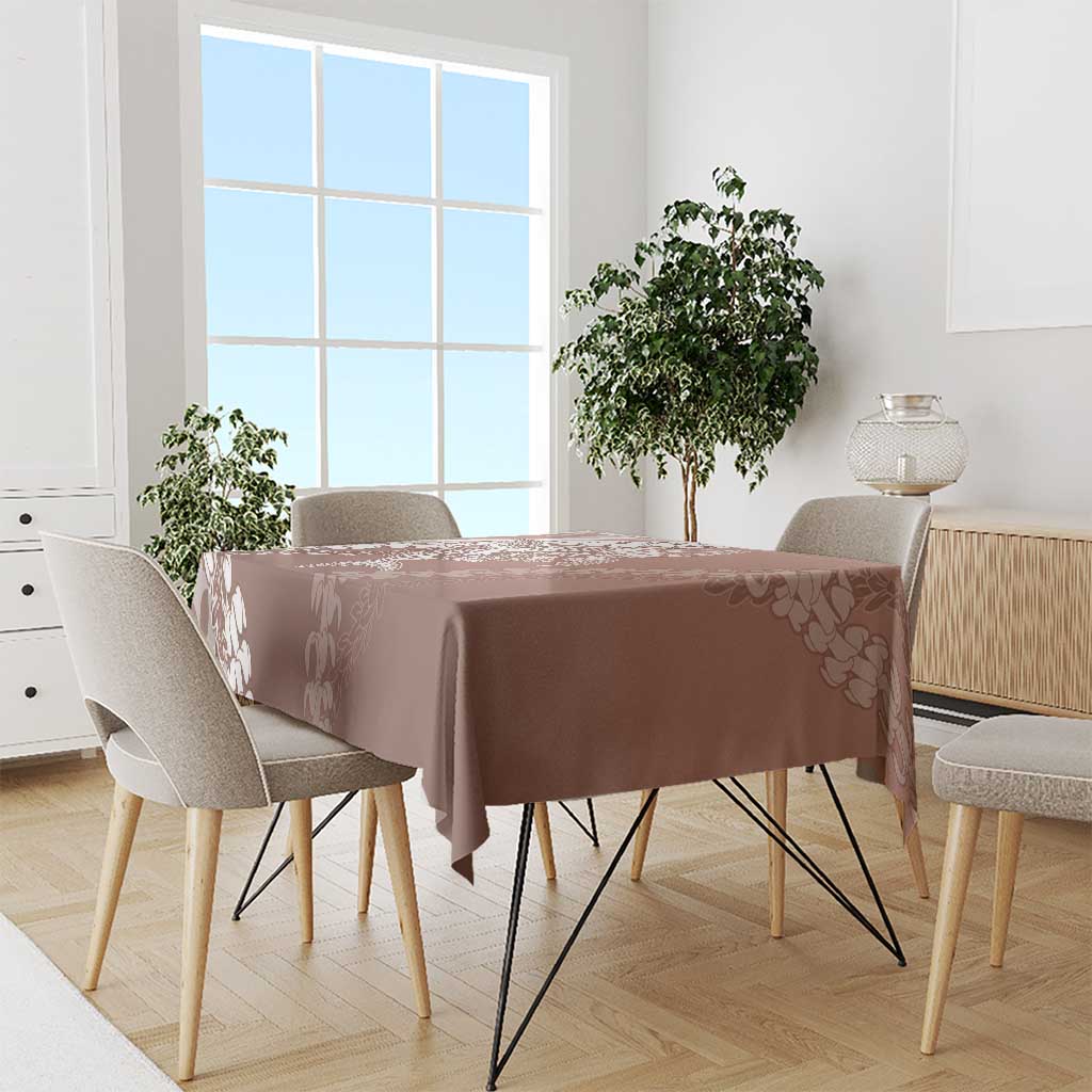 Hawaii Puakenikeni And Maile Lei Tablecloth Brown Polynesian Shark Tattoo DT05