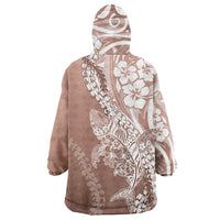 Hawaii Puakenikeni And Maile Lei Wearable Blanket Hoodie Brown Polynesian Shark Tattoo DT05 - Polynesian Pride