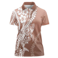 Hawaii Puakenikeni And Maile Lei Women Polo Shirt Brown Polynesian Shark Tattoo DT05 Female Brown - Polynesian Pride