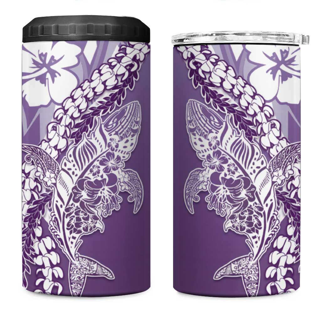 Hawaii Puakenikeni And Maile Lei 4 in 1 Can Cooler Tumbler Violet Polynesian Shark Tattoo DT05 - Polynesian Pride