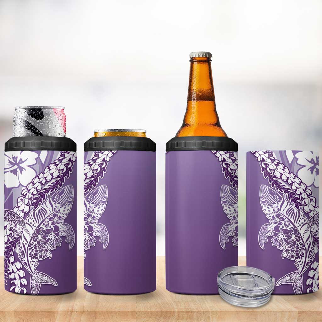 Hawaii Puakenikeni And Maile Lei 4 in 1 Can Cooler Tumbler Violet Polynesian Shark Tattoo DT05 - Polynesian Pride