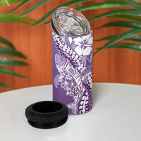 Hawaii Puakenikeni And Maile Lei 4 in 1 Can Cooler Tumbler Violet Polynesian Shark Tattoo DT05 - Polynesian Pride