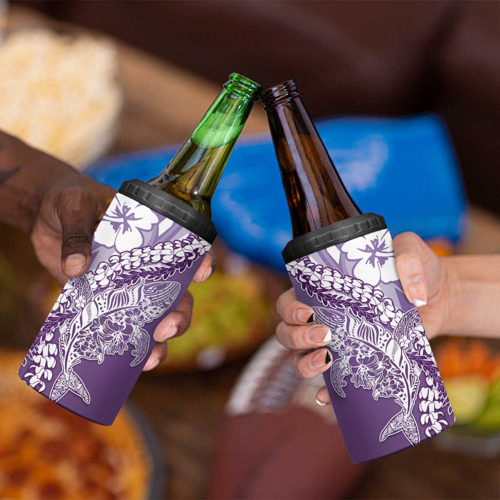 Hawaii Puakenikeni And Maile Lei 4 in 1 Can Cooler Tumbler Violet Polynesian Shark Tattoo DT05 - Polynesian Pride