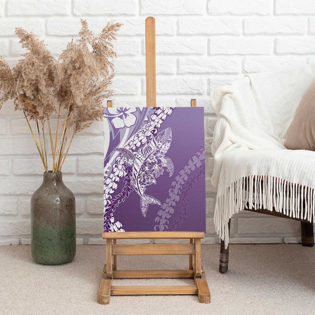 Hawaii Puakenikeni And Maile Lei Canvas Wall Art Violet Polynesian Shark Tattoo DT05