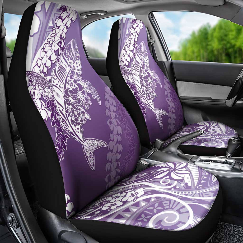 Hawaii Puakenikeni And Maile Lei Car Seat Cover Violet Polynesian Shark Tattoo DT05 - Polynesian Pride